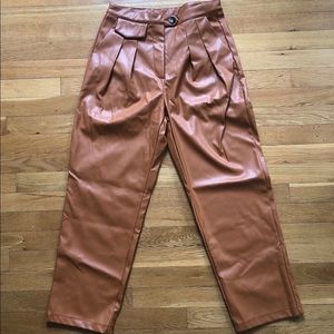 faux leather pleated trousers - never worn